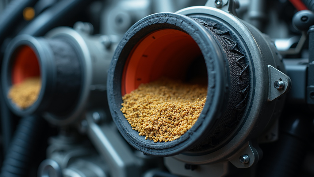 Filtre à particules encrassé dans un moteur diesel