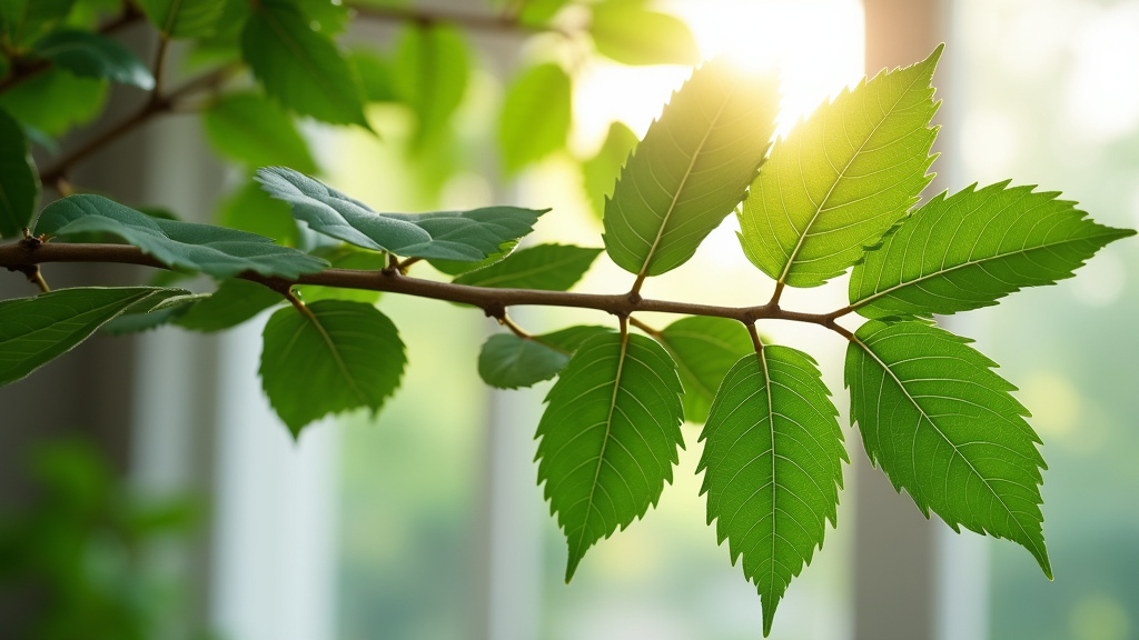Arbre de jade exposé à la lumière du soleil en intérieur, avec feuilles bien vertes et tiges droites