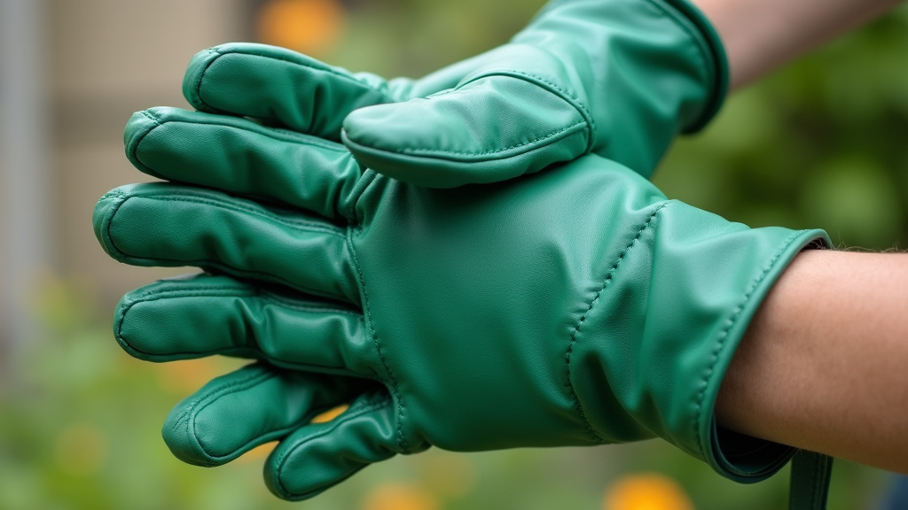Gants de jardinage en cuir synthétique, doigts séparés, avec renforts aux doigts, couleur vert