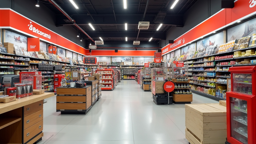 Intérieur du magasin Bricorama Rambouillet avec de nombreux rayons de matériaux, outils et produits de bricolage