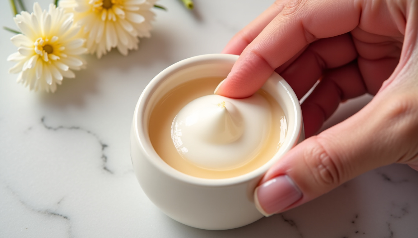 Application du lait chaud sur une tache de vin pour un traitement naturel et doux