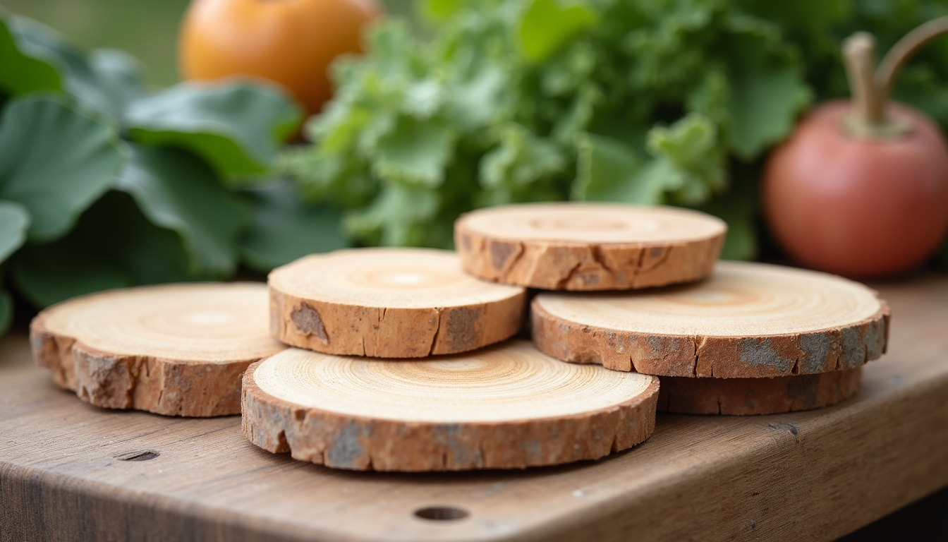 Copeaux de bois utilisés sur un potager, autour d