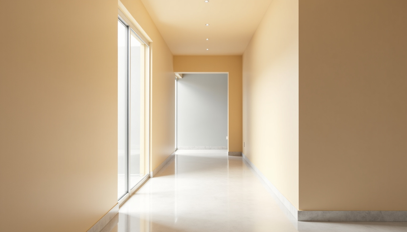 Couloir avec murs peints en teintes claires pour agrandir visuellement l