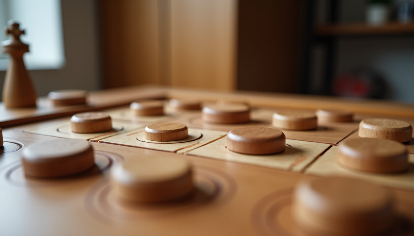 Échiquier en bois professionnel en noyer avec pièces Staunton, posé sur une table de jeu officielle