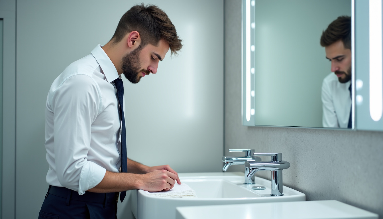 Homme inspectant la propreté d