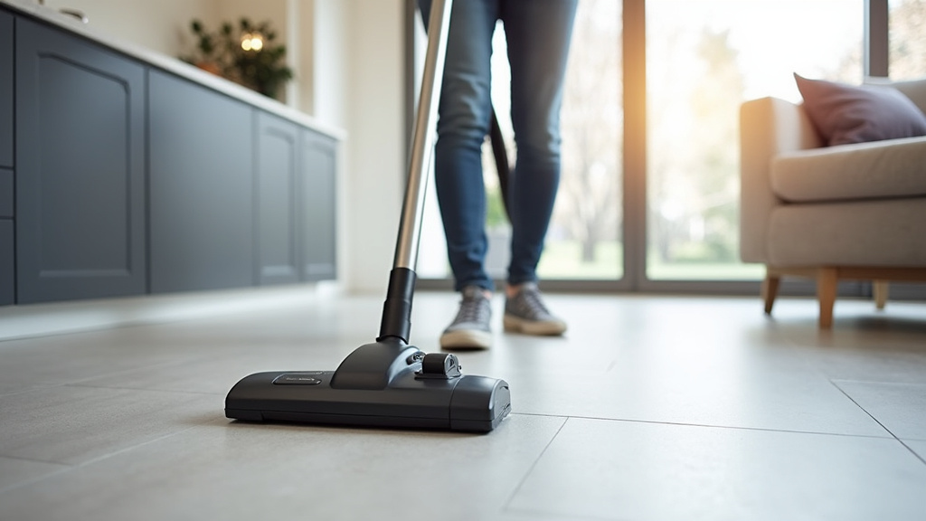 Laveur aspirateur Tineco Floor One S9 Master en fonctionnement sur un carrelage