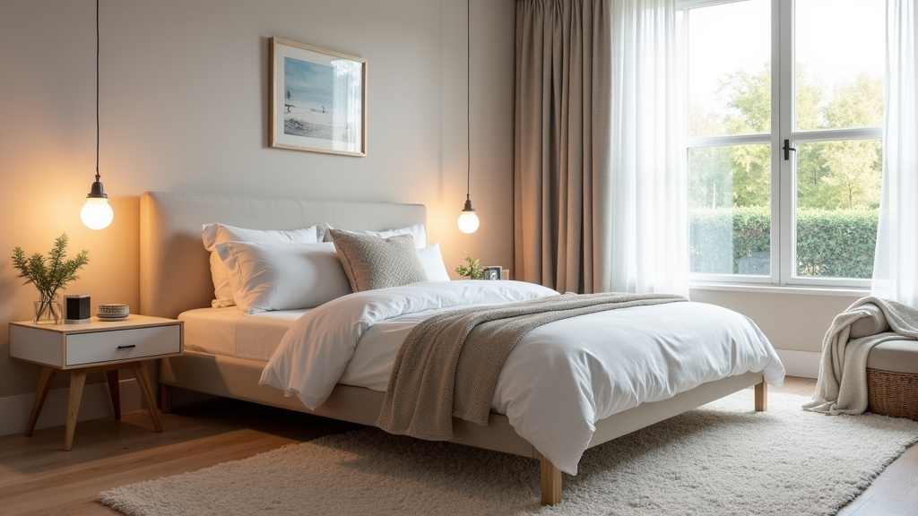 Lit coffre Miami en position fermée, dans une chambre avec couleurs douces et éclairage naturel