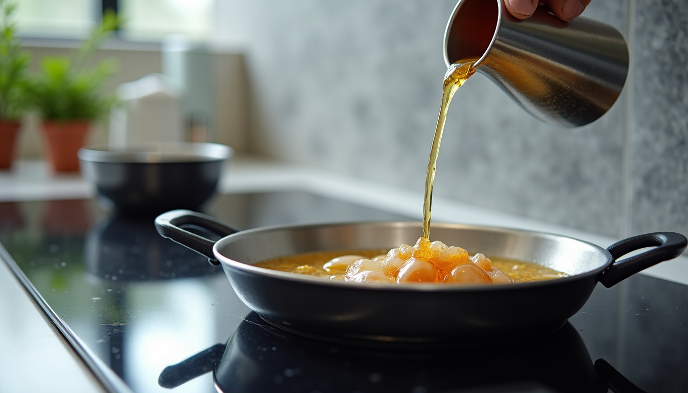 Main versant une petite quantité de liquide vaisselle dans un évier avec de l