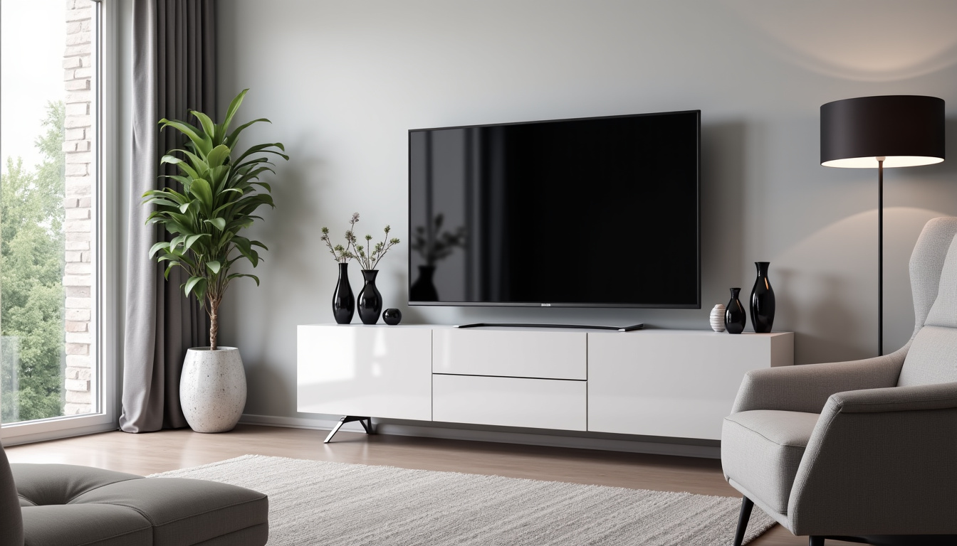 Télévision de 43 pouces installée dans un petit salon, montrant l