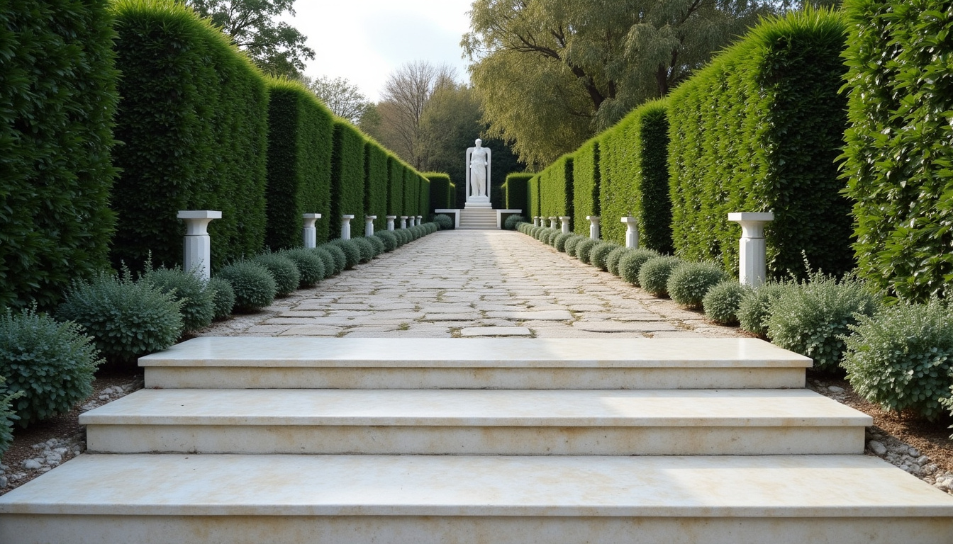 Vue discrète de la chapelle privée où repose Alain Delon, entourée de verdure et de sculptures