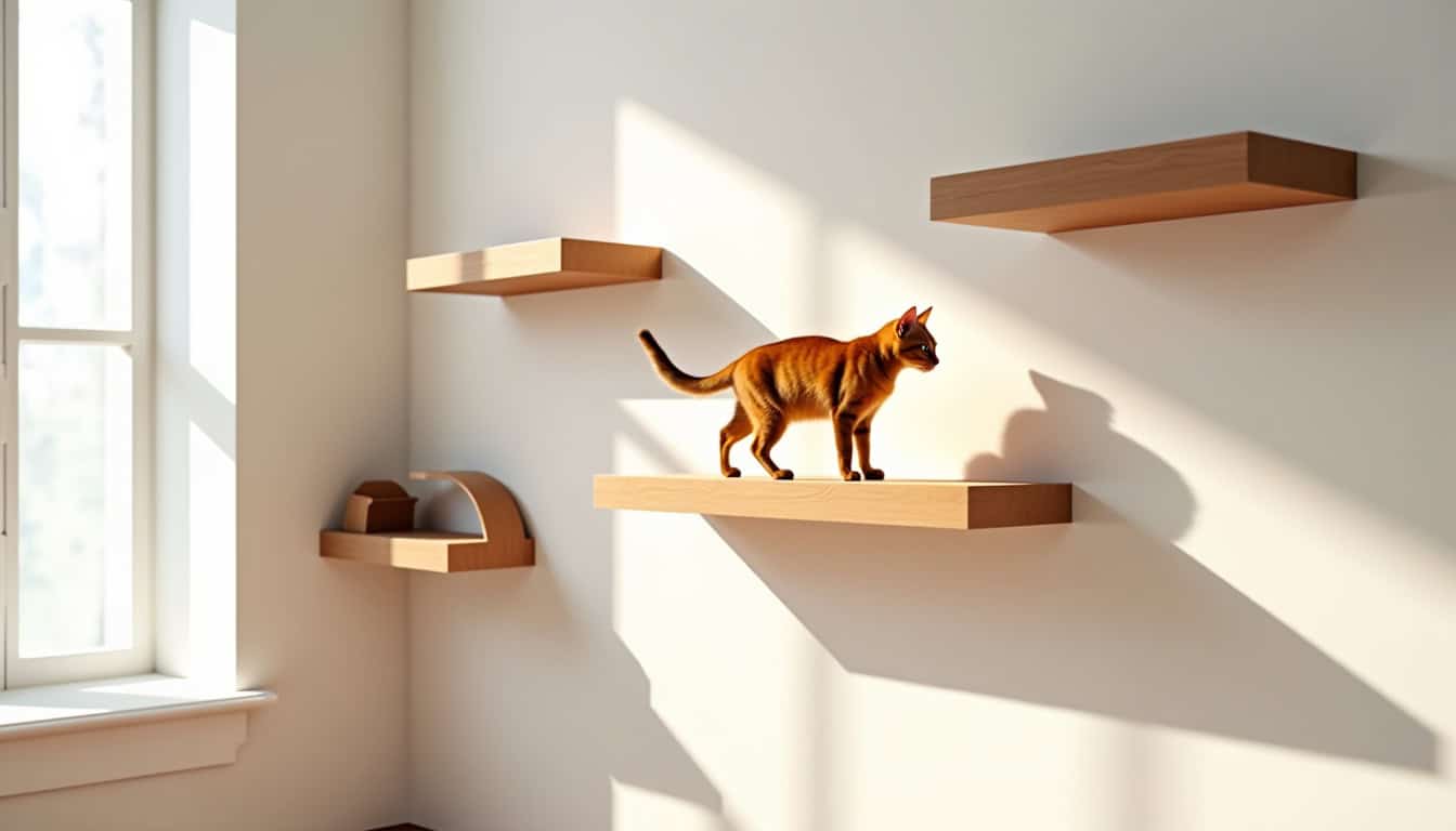 Ensemble de modules complémentaires pour chat: étagères murales, ponts, tunnels suspendus