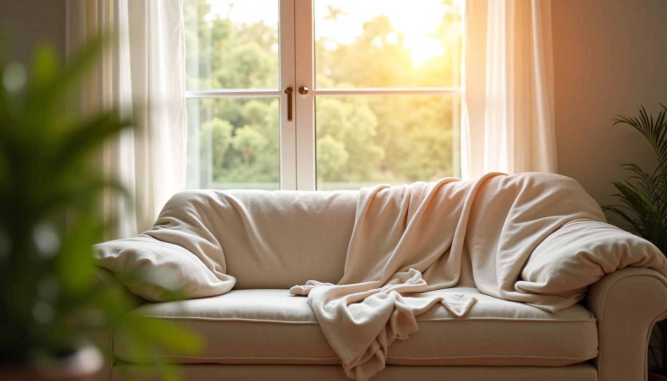 Canapé en tissu en cours de séchage naturel à l