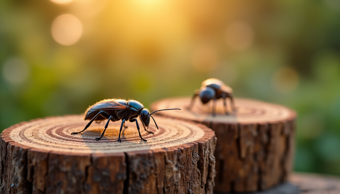 Charançons sur des poutres en bois montrant les dégâts causés par ces insectes