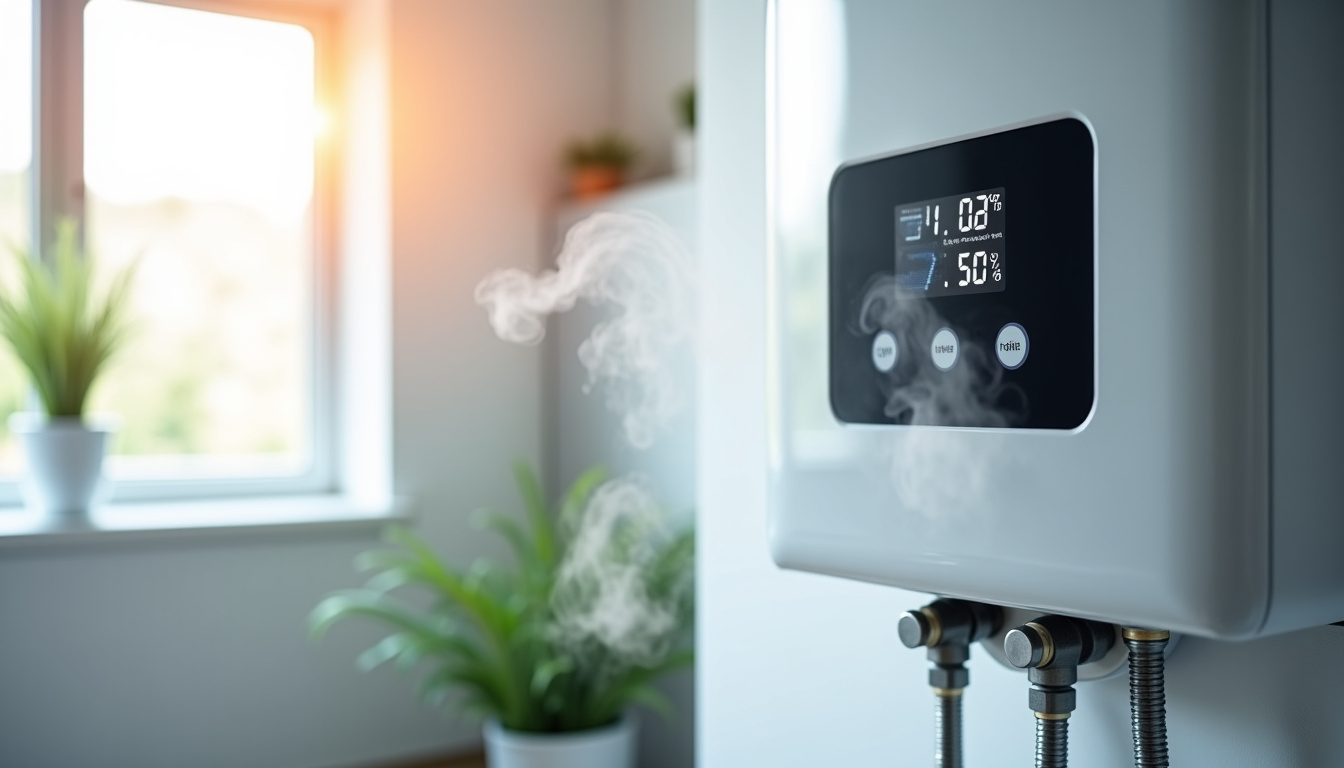 Chauffe-eau thermodynamique en fonctionnement avec affichage numérique