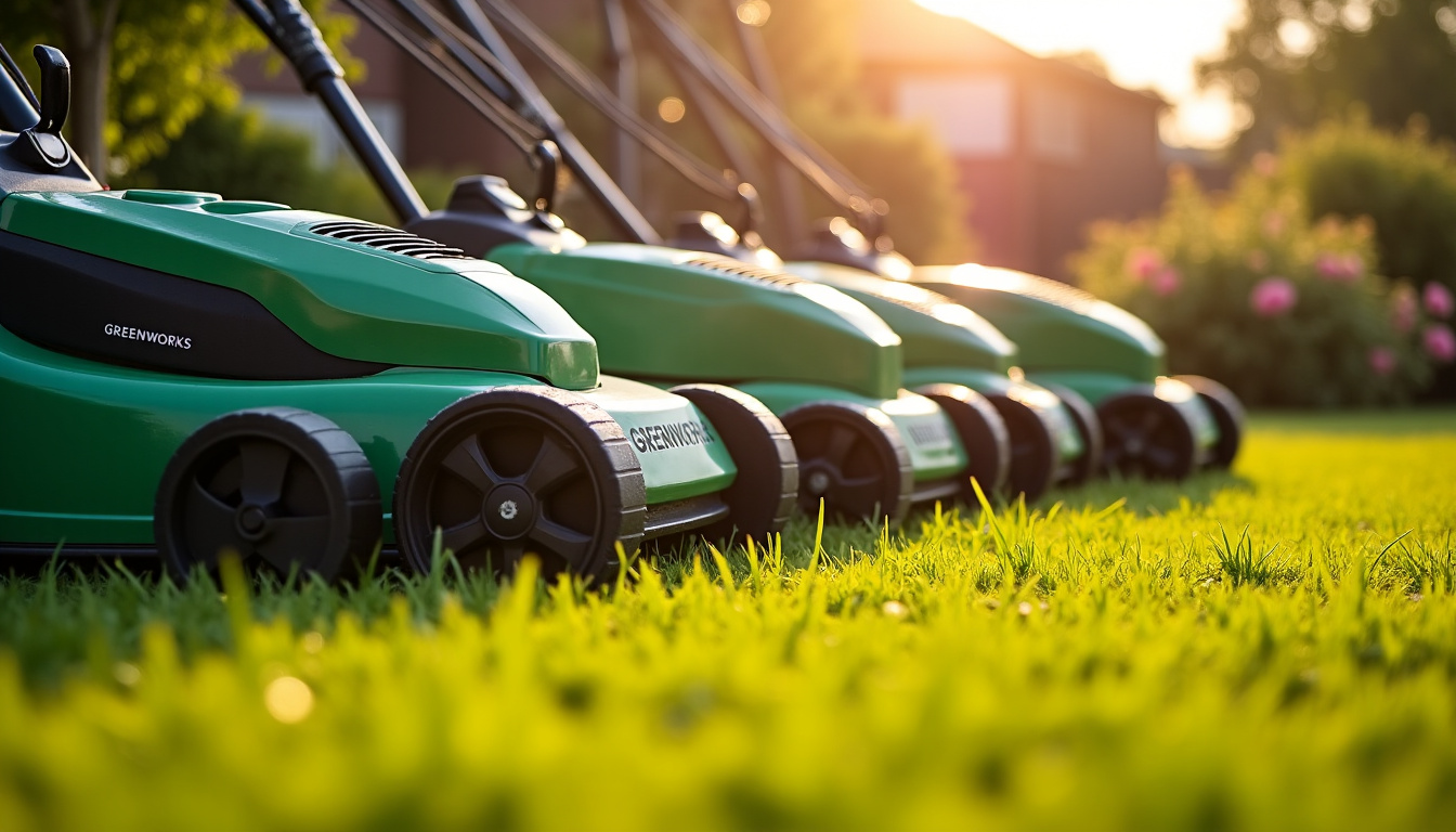 Comparaison de différents modèles de tondeuses Greenworks côte à côte