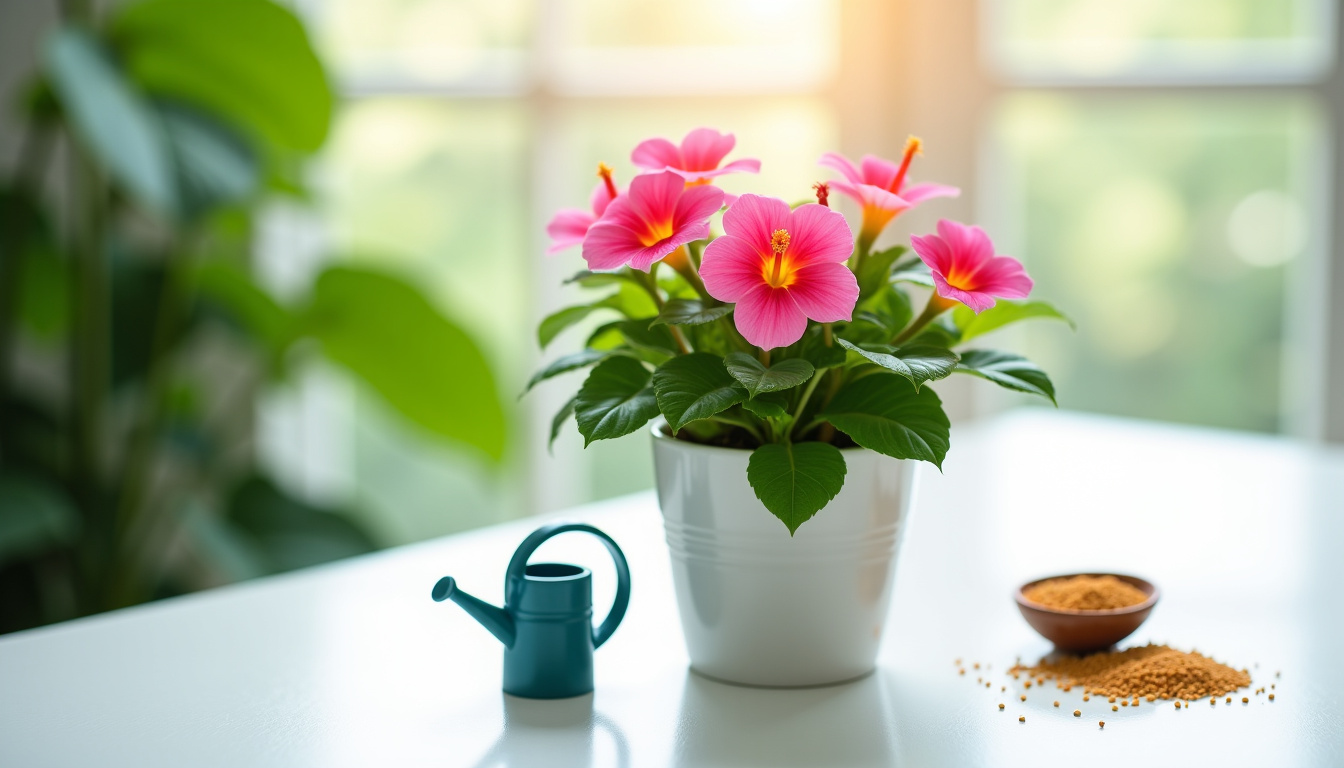 Application d'engrais liquide sur les feuilles d'un dipladenia en pot