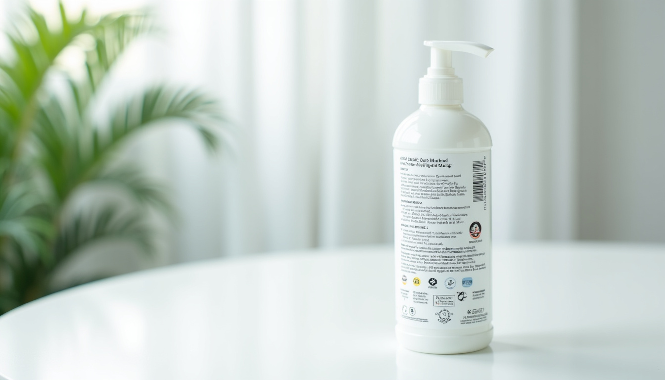 Étiquetage détaillé sur un flacon de produit ménager avec mention des allergènes