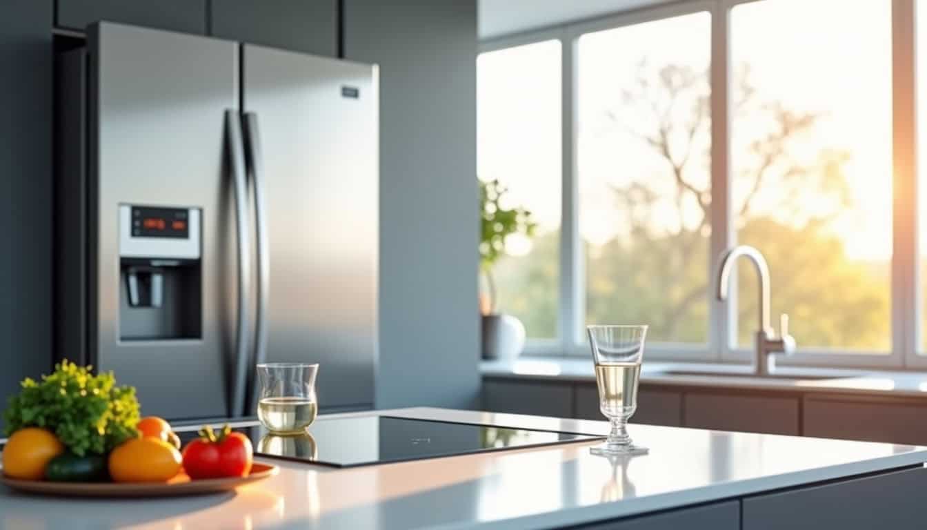 Vue d'un frigo Siemens exposé dans un magasin d'électroménager