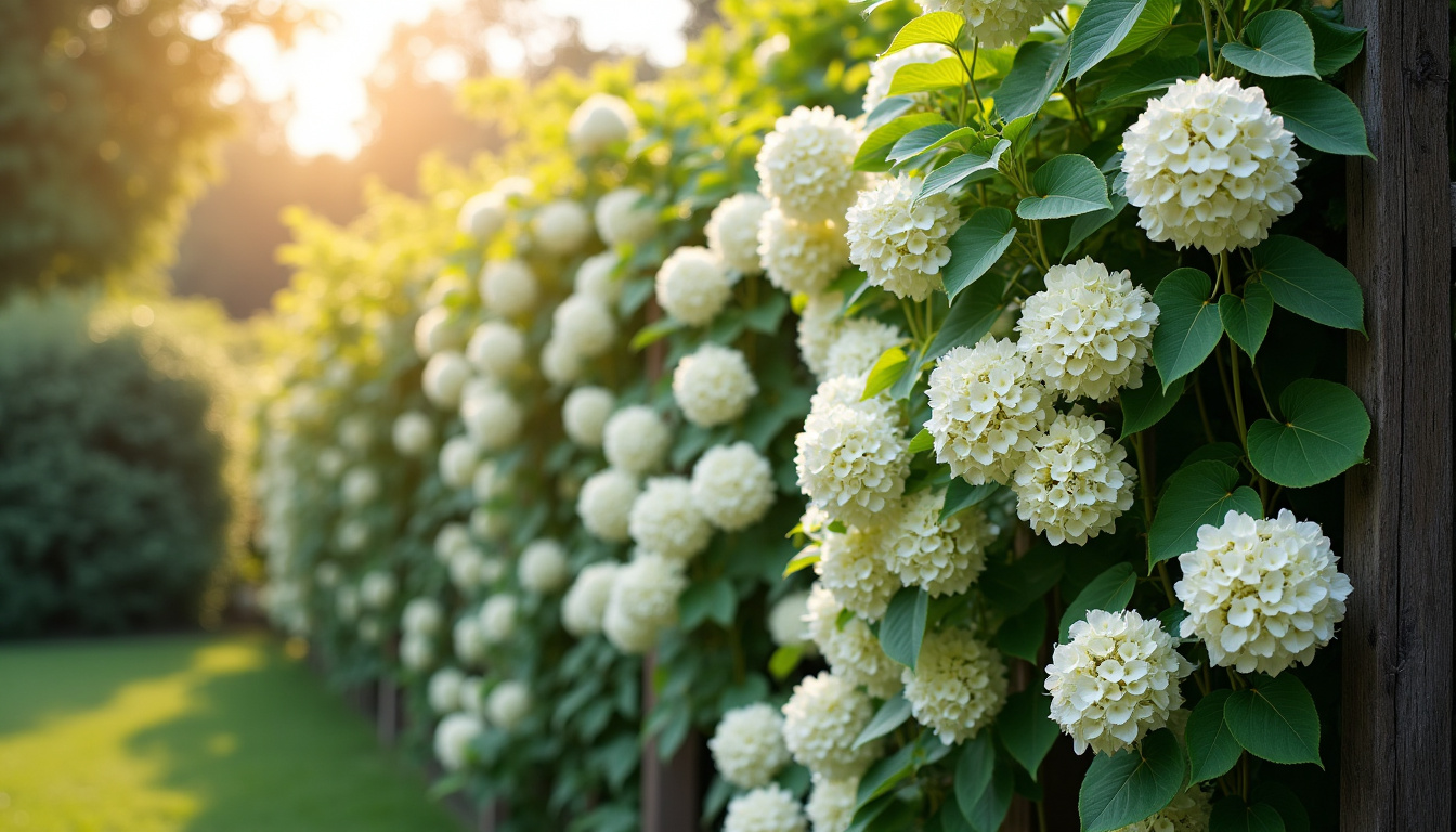 Aspect d'un hortensia grimpant en hiver, sans feuilles, avec ses rameaux bruns attachés à un mur