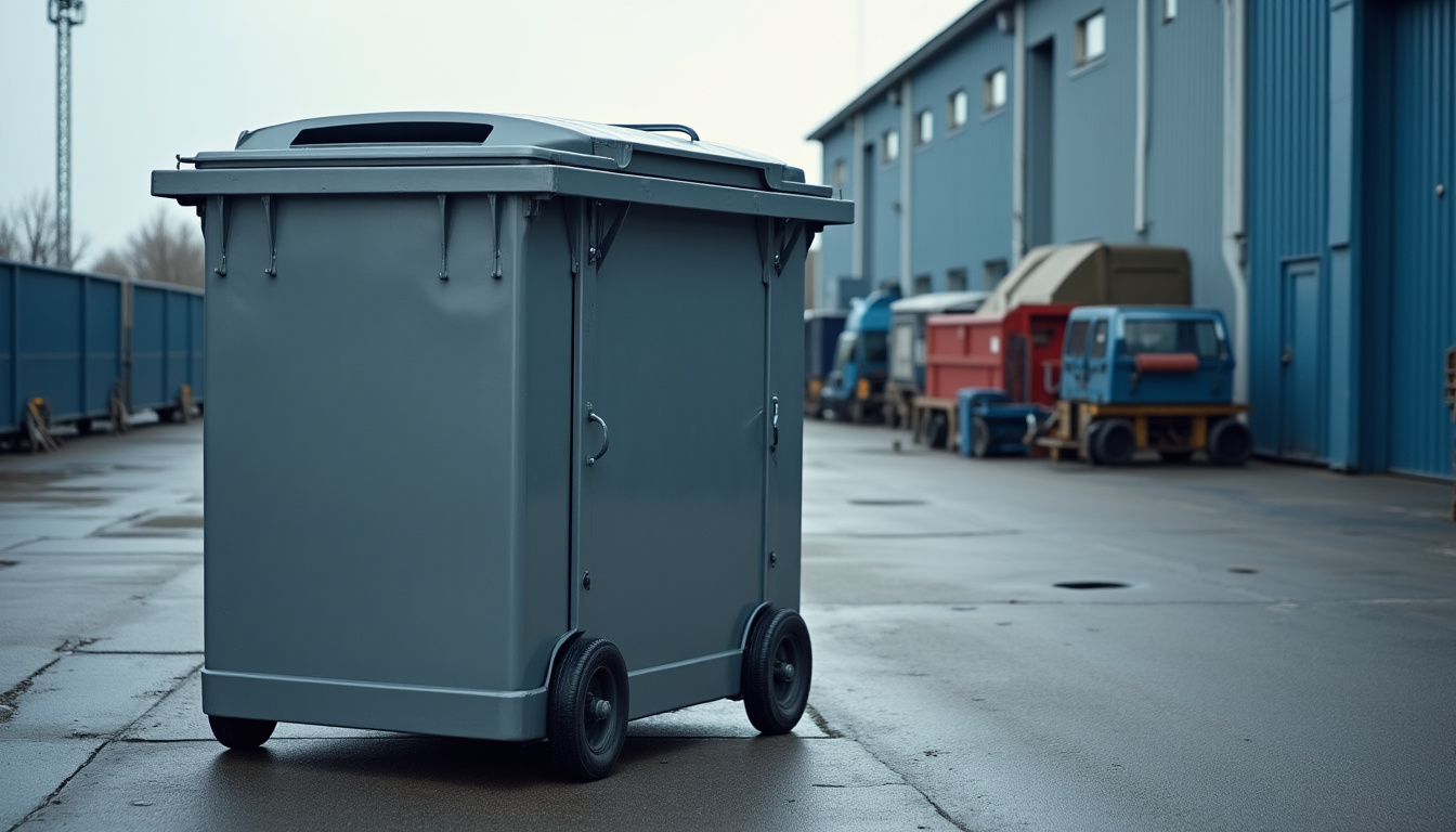 Silo de tri sélectif en métal dans la déchetterie du quai Pré aux Loups à Rouen
