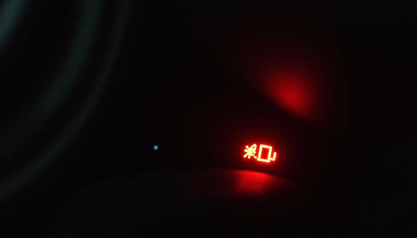 Tableau de bord de voiture avec le voyant moteur orange allumé