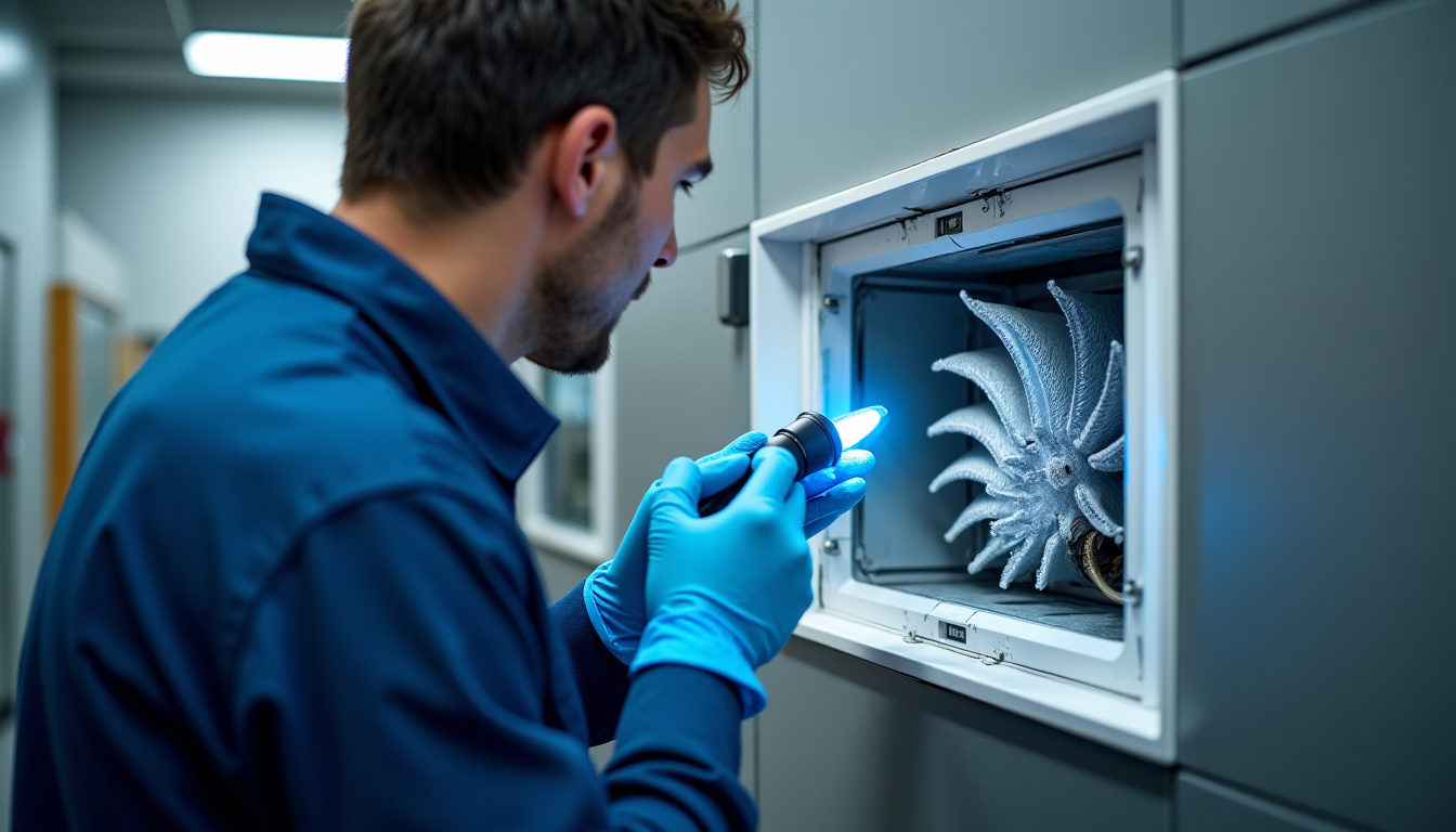 Technicien effectuant un entretien routinier sur une VMC pour prévenir les bruits anormaux