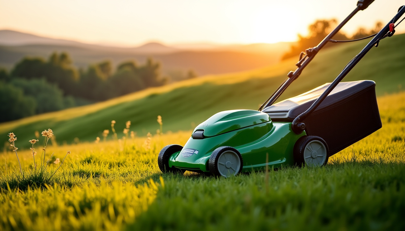 Tondeuse Greenworks 60V 51 cm en action sur un terrain vallonné