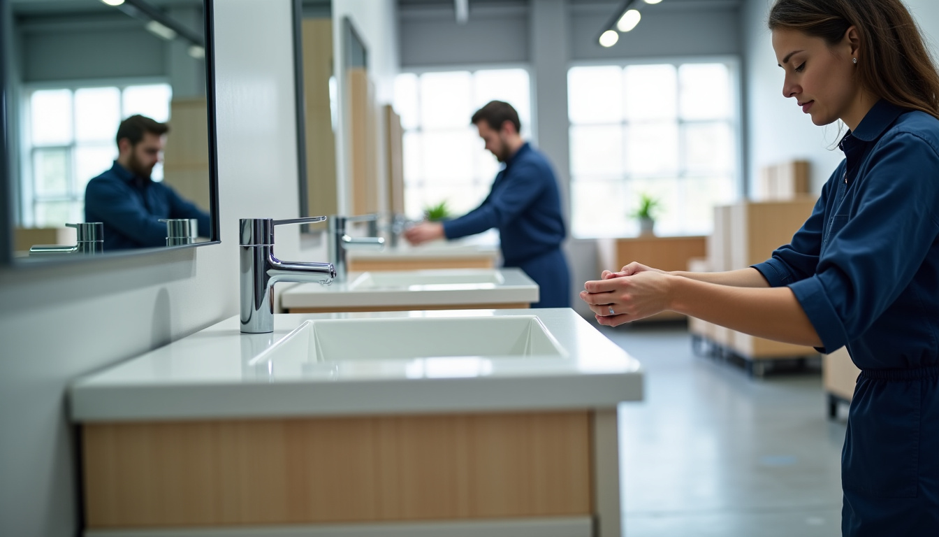 Usine Lapeyre de fabrication de meubles de salle de bain en France