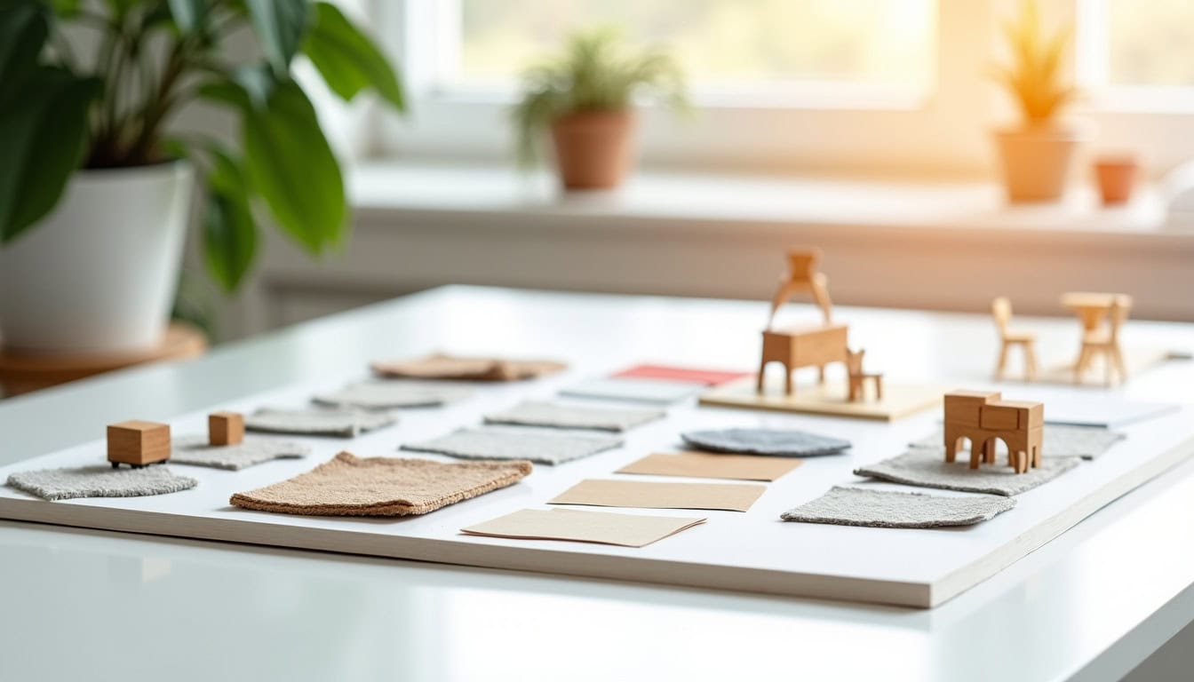 Planche d’ambiance créée par une décoratrice d’intérieur pour un client