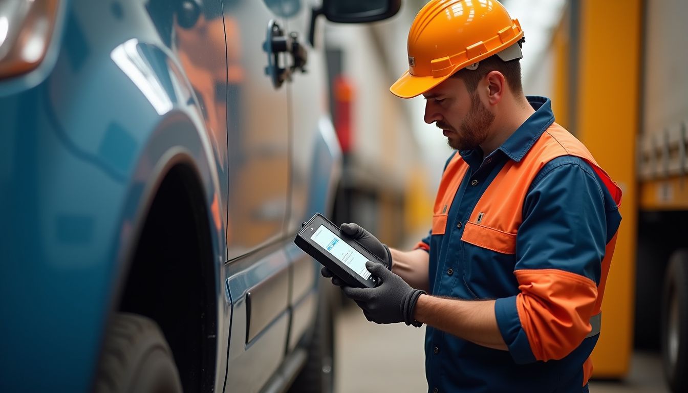 Un technicien utilisant un outil de diagnostic électronique sur un véhicule