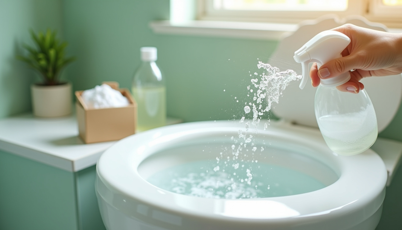 Utilisation de vinaigre blanc et bicarbonate de soude pour nettoyer une cuvette de WC