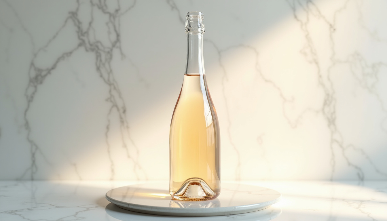 Bouteille de Champagne Cristal originale avec fond plat et verre transparent