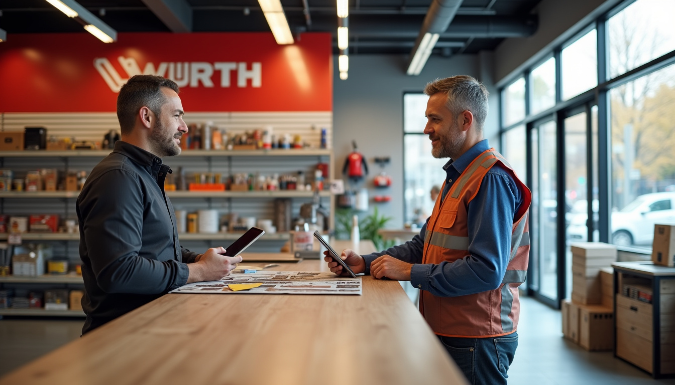 Client professionnel en discussion avec un conseiller Würth en magasin