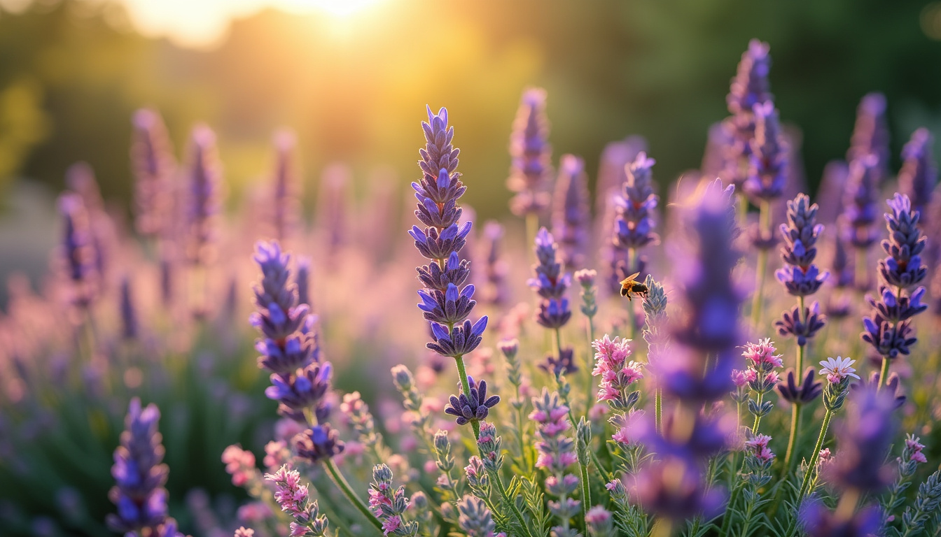 Lavande et thym en pleine floraison dans un jardin ensoleillé
