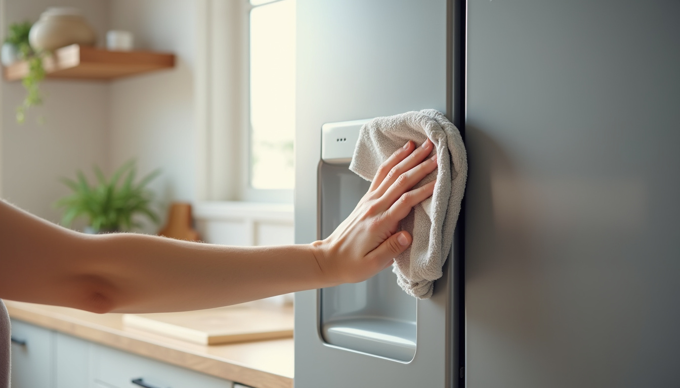 Main nettoyant la porte d