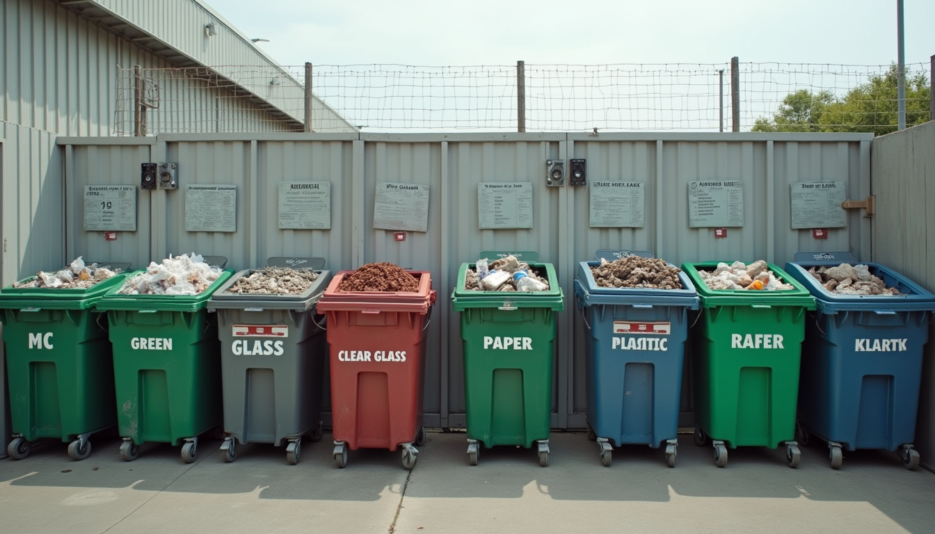 Tri des déchets dans la déchèterie de Gardanne, avec séparation par type