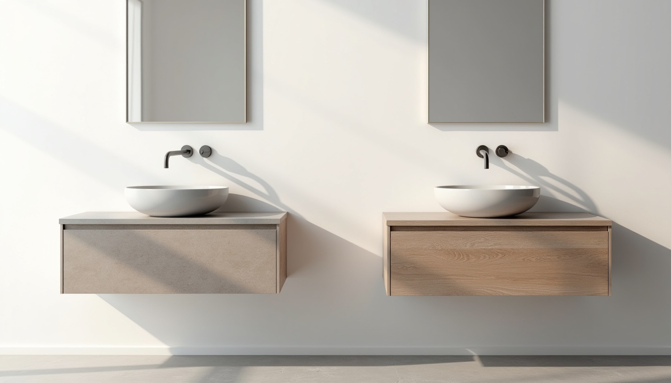 Comparaison entre une vasque encastrée et une vasque à poser dans une salle de bain moderne