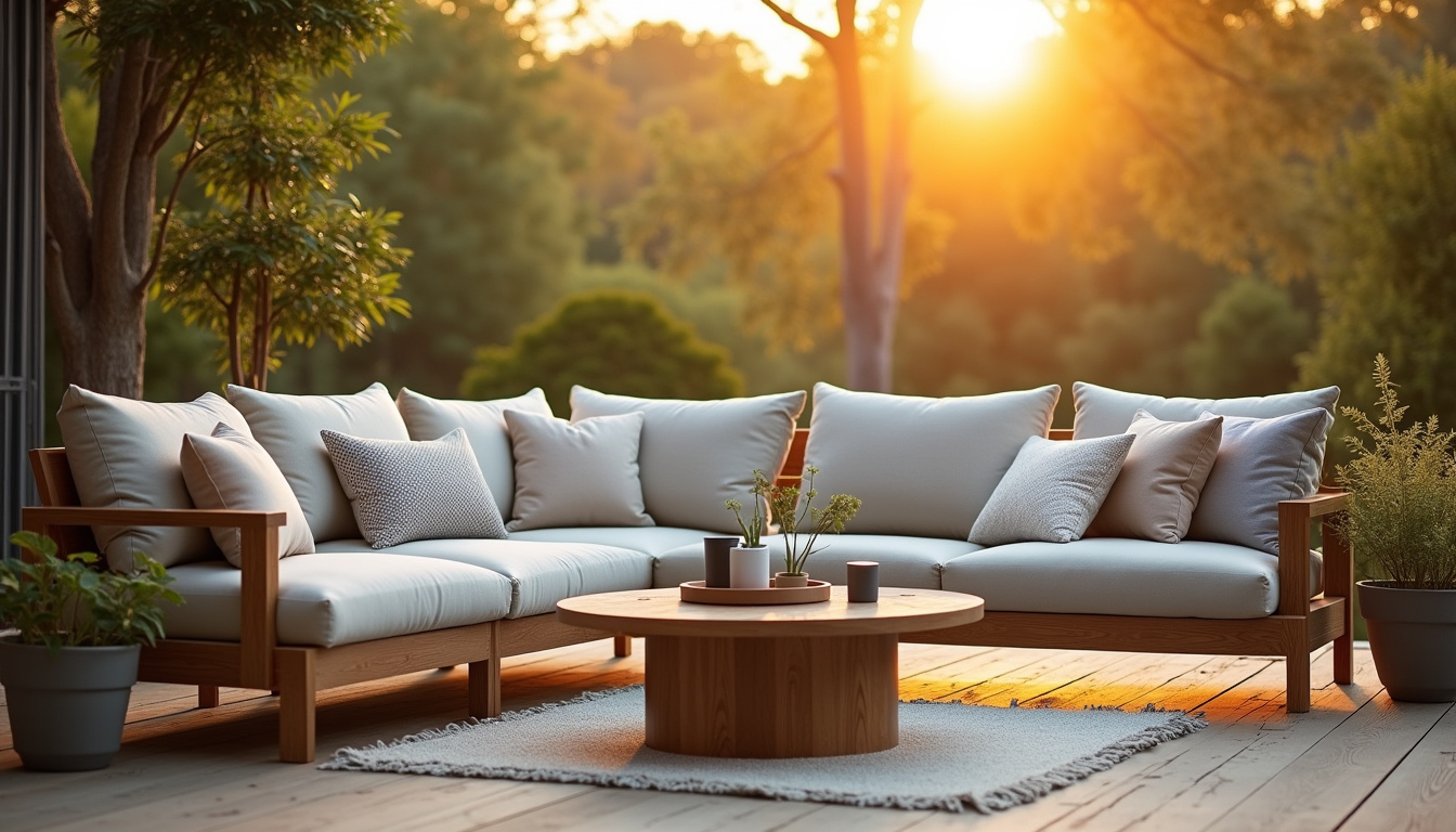 Ensemble de salon de jardin avec coussins confortables en extérieur