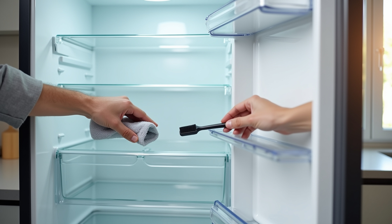 Entretien d’un frigo congélateur encastrable: nettoyage des clayettes et des joints