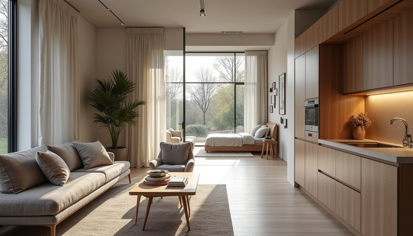 Intérieur du showroom Crack Meubles à Ypres, vue sur plusieurs espaces aménagés (salon, chambre, cuisine)