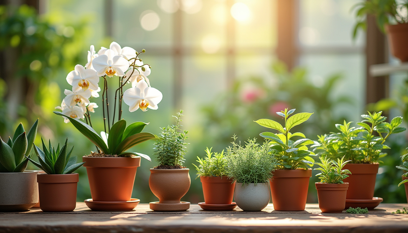 Sélection variée de plantes disponibles chez Lidl, incluant des succulentes, des orchidées et des plantes aromatiques