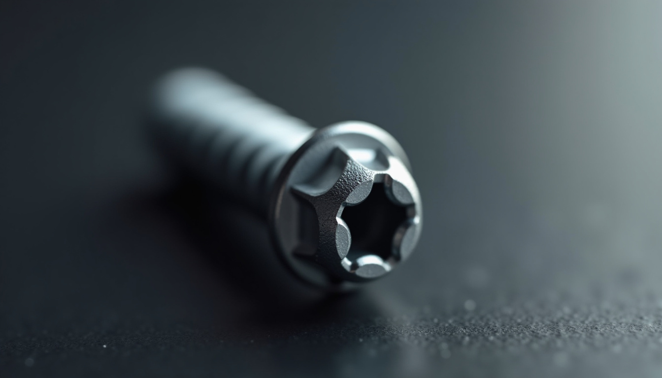 Vue rapprochée d'une vis Torx avec empreinte en étoile à six branches