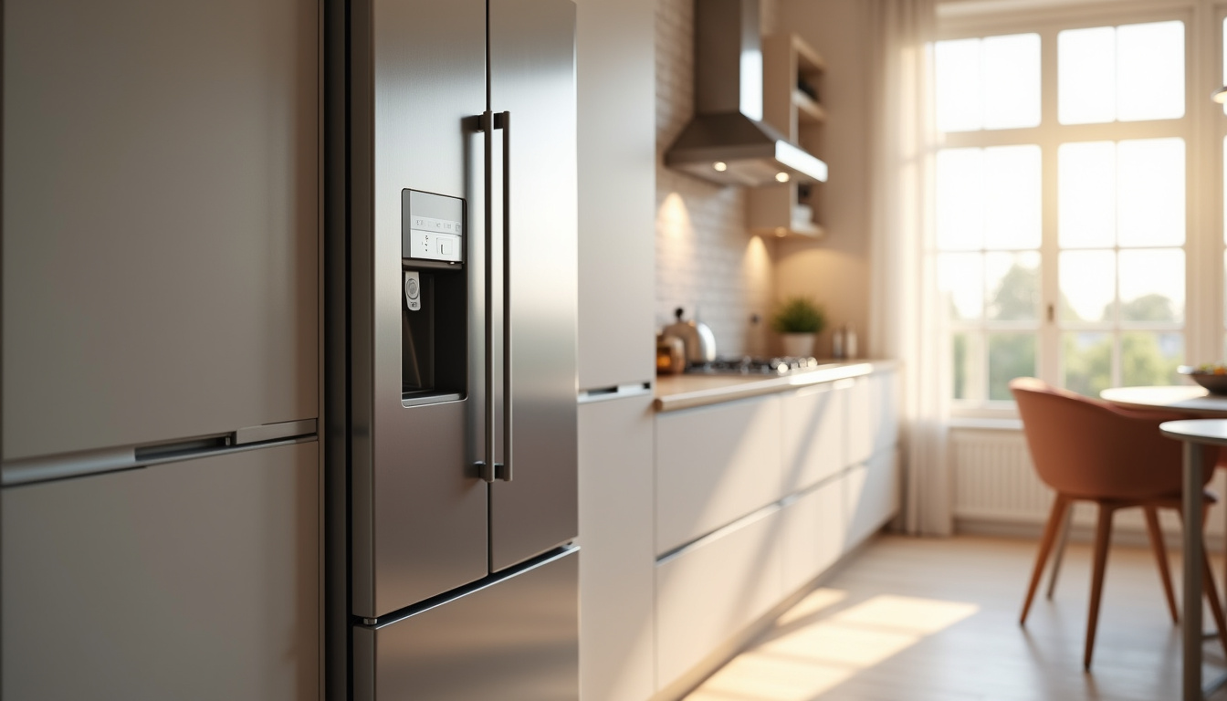 Installation d'un frigo encastrable avec indication des espaces de ventilation nécessaires autour de l'appareil