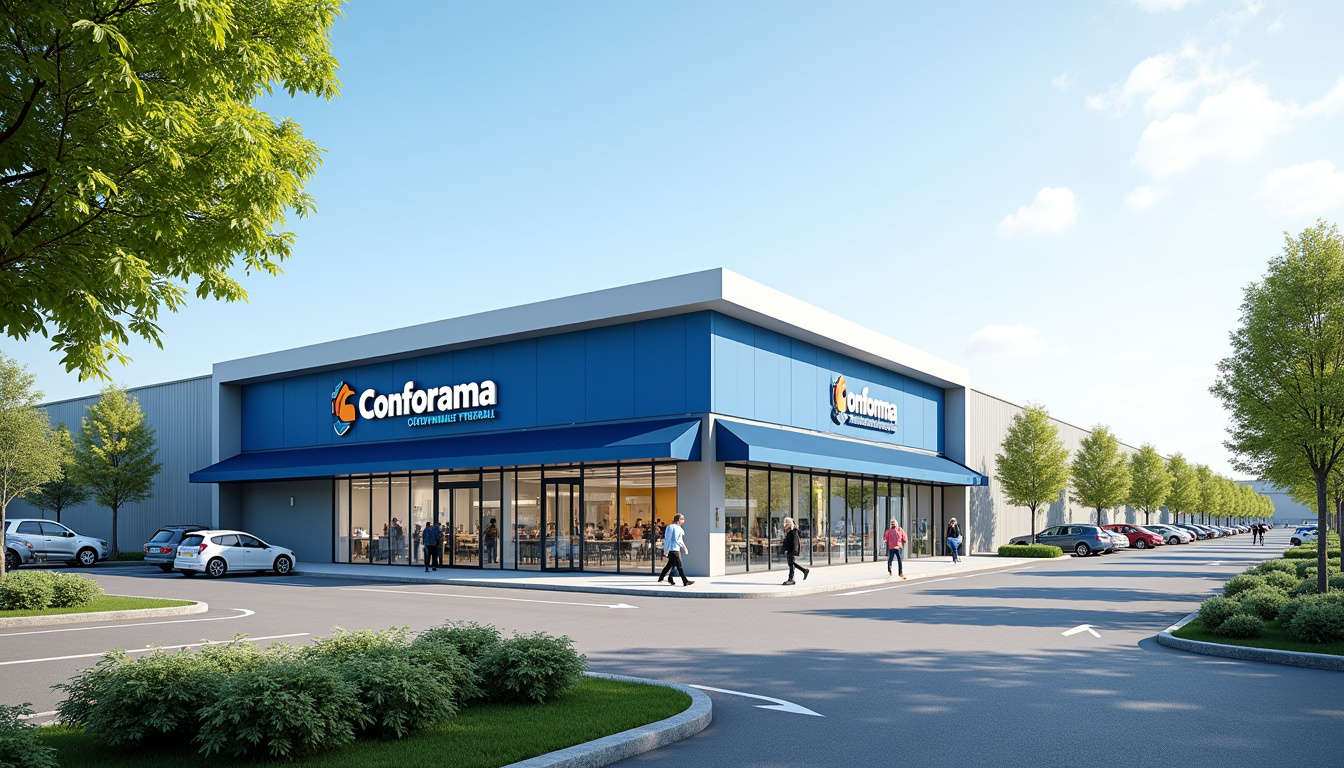 Vue extérieure du magasin Conforama situé à Orgeval, sur la Route de 40 Sous