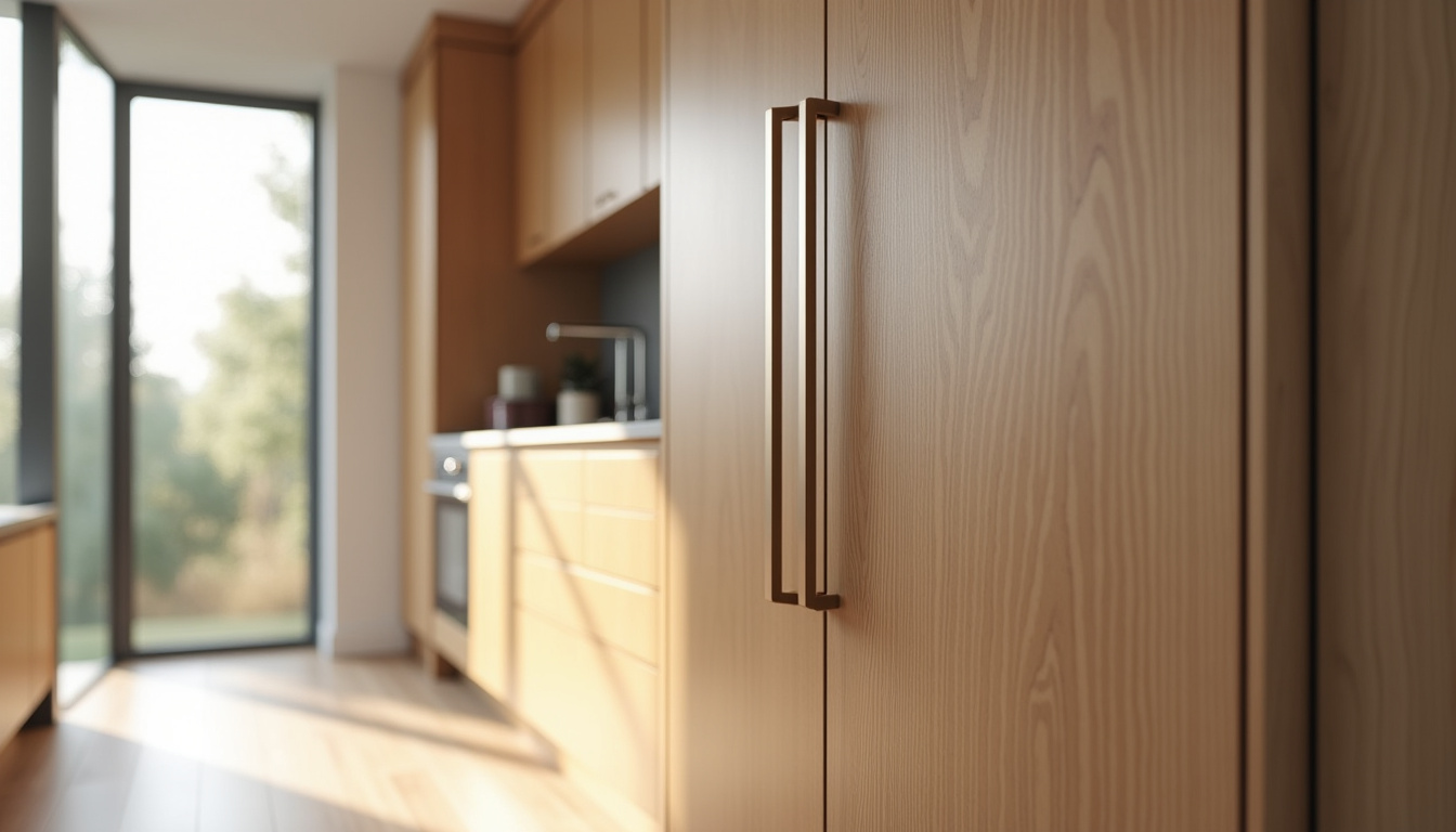 Frigo encastrable intégré dans une cuisine moderne avec façade en bois